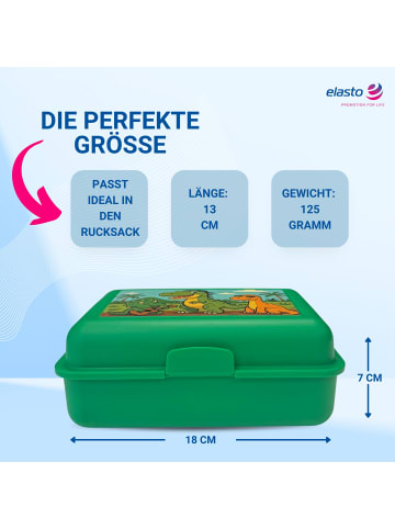 elasto Vorratsdose "School-Box" 1100 ml in blau - mit Dino Motiv