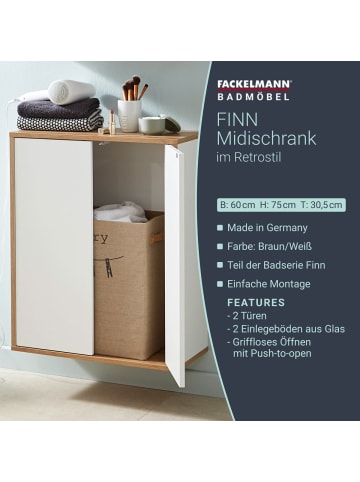 Fackelmann Doppel-Midischrank FINN in hellbraun-60(B)x75(H)x30,5(T)cm