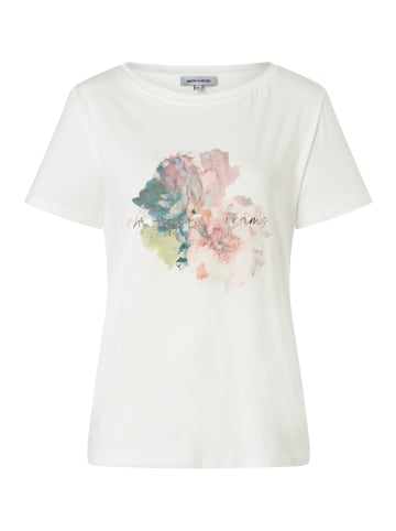 More & More Baumwollmix-Printshirt kurzarm in off white