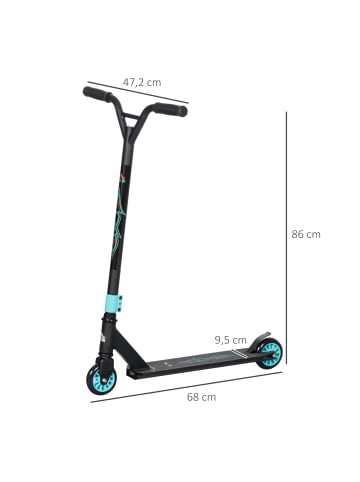 HOMCOM Stuntscooter,68cm x 47,2cm x 86cm,grün