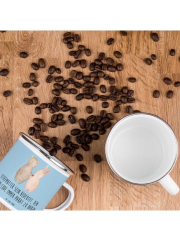 Mr. & Mrs. Panda Camping Emaille Tasse Stiefmutter Heldin mit Sp... in Blau Pastell