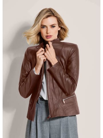 MADELEINE Kurzjacke aus Leder mit Taschen in espresso