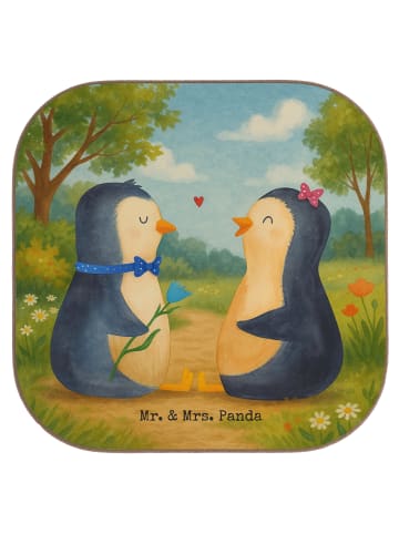 Mr. & Mrs. Panda Tischuntersetzer Pinguin Pärchen Design ohne Sp... in Weiß