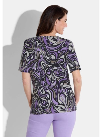 GOLDNER Kurzgröße:  Shirt in lila / schwarz / grau / gemustert