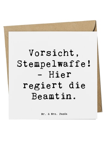 Mr. & Mrs. Panda Einladungskarte Spruch Beamtin Stempelwaffe mit... in Weiß