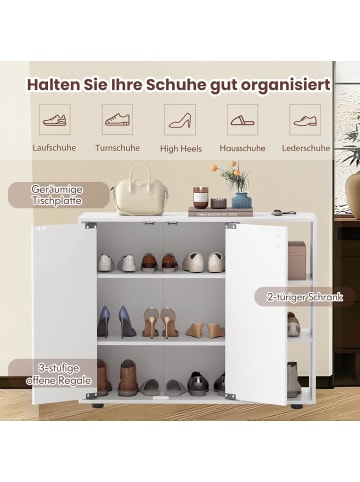 COSTWAY Schuhschrank mit 2 Türen 80 x 31 x 64,5 cm in Weiß
