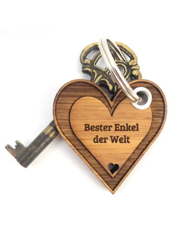 Mr. & Mrs. Panda Holz Schlüsselanhänger Enkel mit Spruch in Pflanze