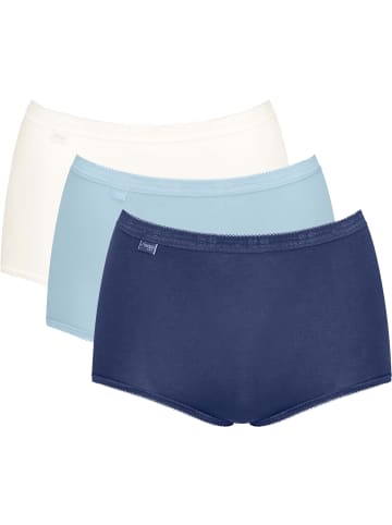 Sloggi Baumwolle, Single-Jersey Taillenslip 3er-Pack Basic+ in marine/hellblau/natur