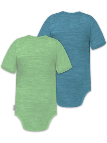 Normani Outdoor Sports 2er Set Doppelpack Baby Merino Body in Grün/Blau