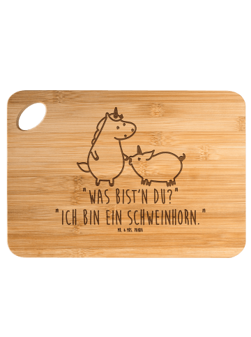 Mr. & Mrs. Panda Frühstücksbrettchen Einhorn Schwein mit Spruch in Braun