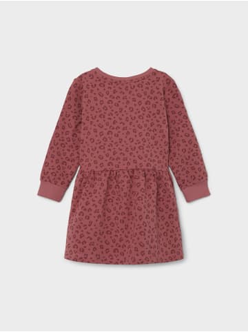 name it Langarm Sweat Kleid Animal Leo Print Knielang NMFTEKKO in Rosa