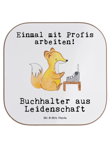 Mr. & Mrs. Panda Holzuntersetzer Buchhalter Leidenschaft mit Spruch in Weiß