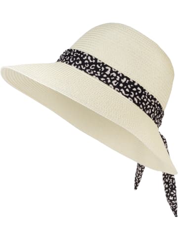 styleBREAKER Sonnenhut mit Leoparden Zierband in Creme-Beige