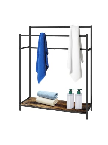 relaxdays Handtuchständer in Dunkelbraun/ Schwarz - (B)82 x (H)100 x (T)29 cm