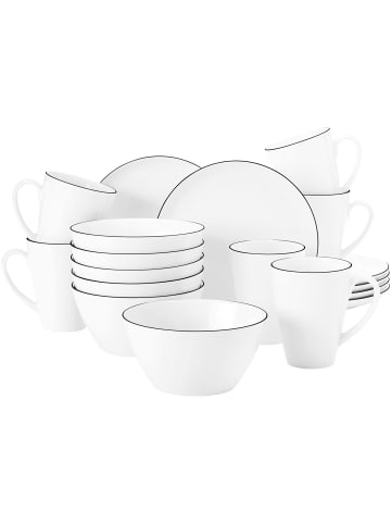 Seltmann Weiden 18er Set Frühstücks-Set Lido Black Line schwarz-weiß in schwarz-weiß