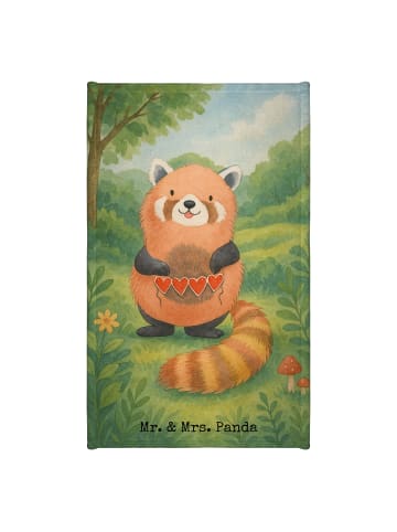 Mr. & Mrs. Panda Handtuch Roter Panda Design ohne Spruch in Weiß