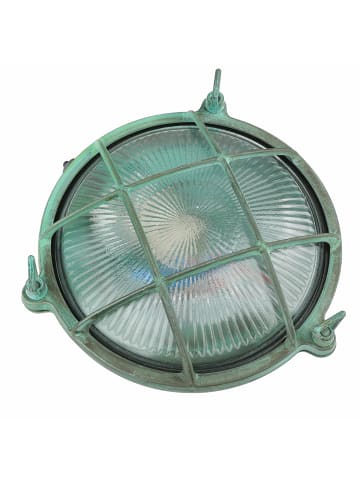 Licht-Erlebnisse Außen Wandlampe Ø 21 x (H)21 cm in Grün Antik