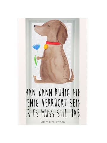 Mr. & Mrs. Panda Deko Laterne Hund Blume mit Spruch in Transparent