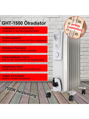 GORANDO Ölradiator 1500w in grau -elektrische Zusatzheizung