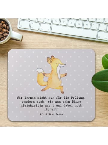 Mr. & Mrs. Panda Mousepad Auszubildende Lächeln mit Spruch in Grau Pastell