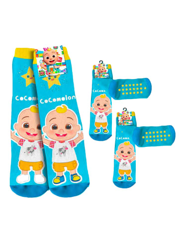 COFI 1453 Cocomelon 2er-Pack Anti-Rutsch Socken für Kinder in Blau