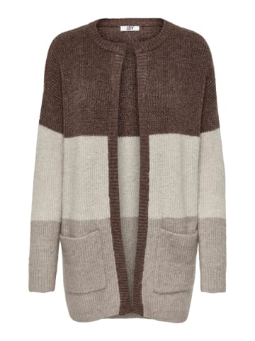 JACQUELINE de YONG Lange Strickjacke Cardigan mit Taschen JDYHUDSON in Braun