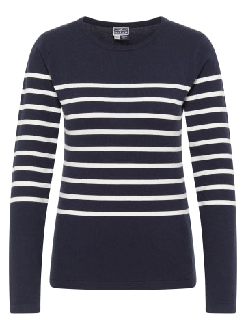 DreiMaster Damen Strickpullover in Marine Wollweiss