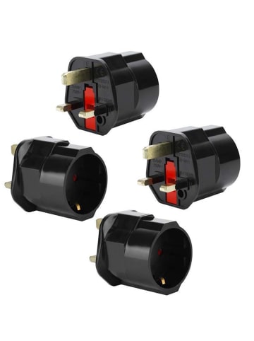 Intirilife 4x Steckdosen Adapter - UK Typ G auf EU in SCHWARZ