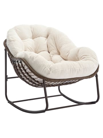 ABRIHOME Schaukelstuhl in Beige Rattan Gepolstert mit Lehne für Garten Terrasse