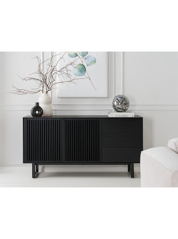 home24 Sideboard QARA 3 Schubladen in Esche Schwarz