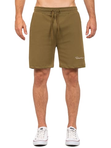 Reichstadt Herren Regular Fit Shorts Marken-Stick in Khaki