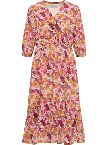 Usha Damen Midikleid Mit Blumenprint in Wollweiss Mehrfarbig