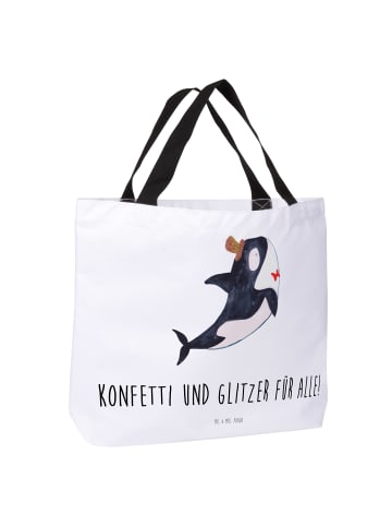 Mr. & Mrs. Panda Damen Schultertasche Orca Zylinder mit Spruch in Weiß