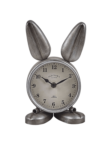 Beliani Tischuhr THUSIS in Silber/Weiß/Schwarz - (W) 15 x (H) 24 x (L) 10 cm