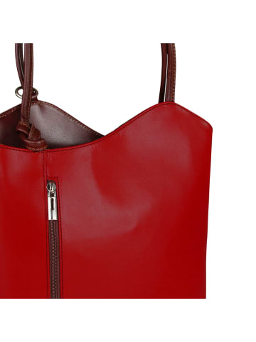 Toscanto Toscanto Schultertasche, Rucksack Leder rot, schwarz ca. 28cm