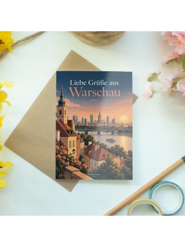 Grußkarte Stadtbild modern Design mit Spruch in Weiß