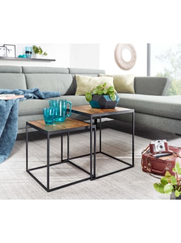 FineBuy Beistelltisch in Braun / Mango / 40x40x44