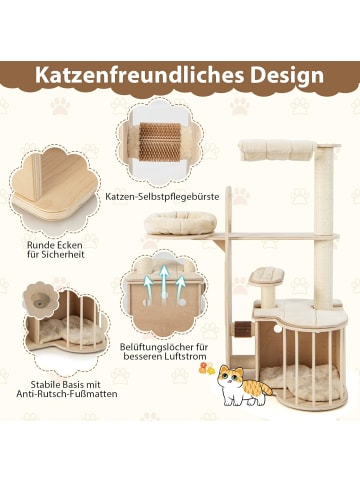 COSTWAY Kratzbaum mit Höhle in Beige