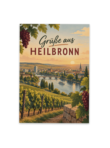 Postkarte Weinberg elegant Design mit Spruch in Weiß