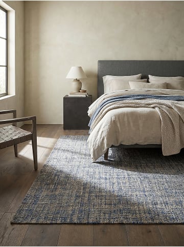 KADIMA DESIGN Teppich Wolle Handgewebt OTLEY Wohnzimmer Modern Wohnlich in Blau
