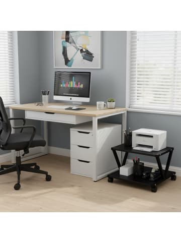 relaxdays Druckerständer in Schwarz - (B)44 x (H)28 x (T)28 cm