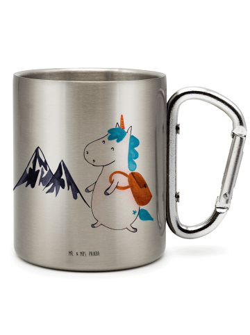 Mr. & Mrs. Panda Edelstahltasse Einhorn Bergsteiger ohne Spruch in Silber