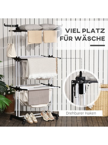 HOMCOM Wäscheständer-73L x 64B x 177H cm-Schwarz