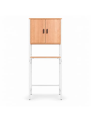 relaxdays Waschmaschinenschrank in Weiß/ Natur - (B)64 x (H)170 x (T)27 cm