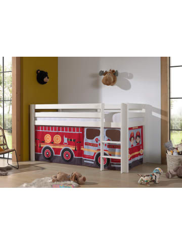 58 aufm Kessel KINDERBETT Karolina 210x114x106 Massivholz Weiß Textilset Feuerwehr