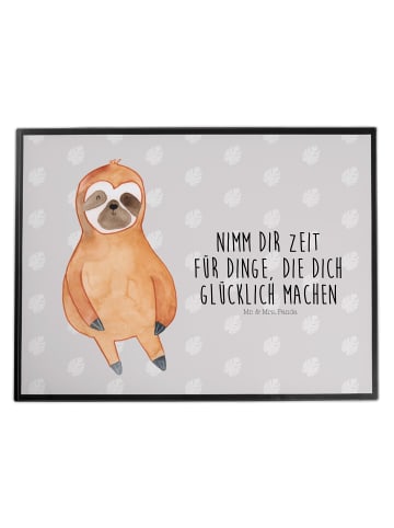Mr. & Mrs. Panda Tischunterlage Faultier Zufrieden mit Spruch in Grau Pastell