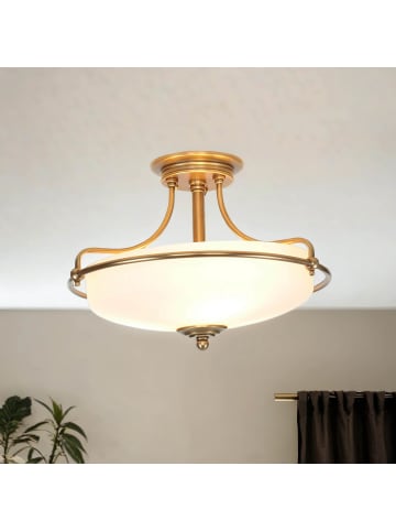 Licht-Erlebnisse Deckenlampe Ø 42.2 x (H)30.1 cm in Messing Antik CremeMessing Antik Creme