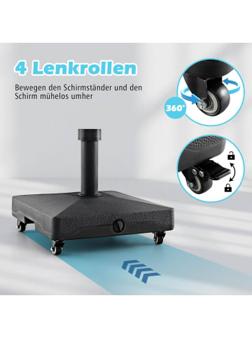 COSTWAY Sonnenschirmständer mit Rollen 32/48 mm in Schwarz