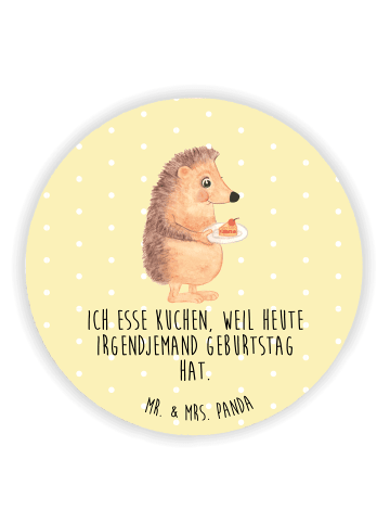 Mr. & Mrs. Panda Pinnwand Magnet Igel Kuchenstück mit Spruch in Gelb Pastell