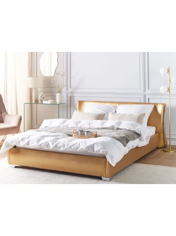 Beliani Doppelbett mit LED PARIS in Gold/Silber - (W) 195 x (H) 83 x (L) 228 cm